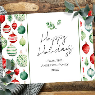 Retro Ornament Family Christmas Greetings Postcard