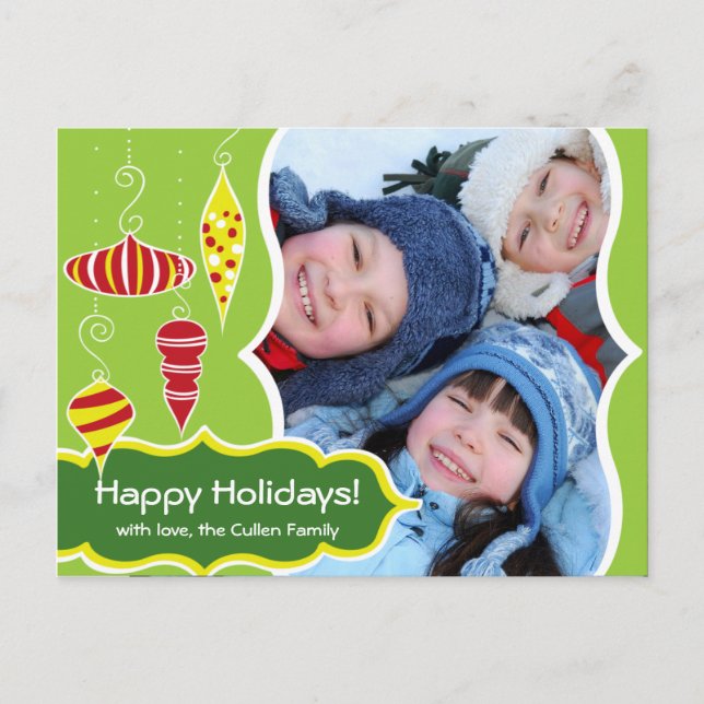 Retro Ornaments Holiday Postcard (Front)