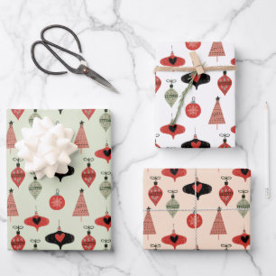 Retro Ornaments Holiday Wrapping Paper