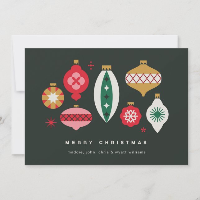 Retro Ornaments - Merry Christmas Holiday Card (Front)