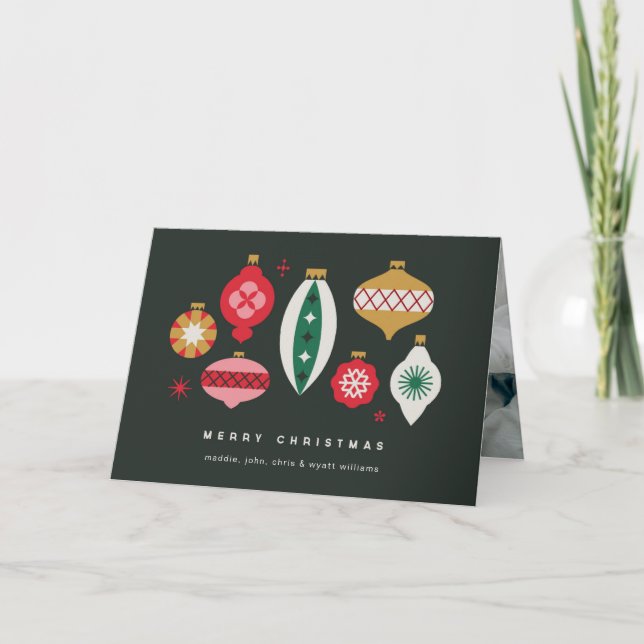 Retro Ornaments - Merry Christmas Holiday Card (Front)