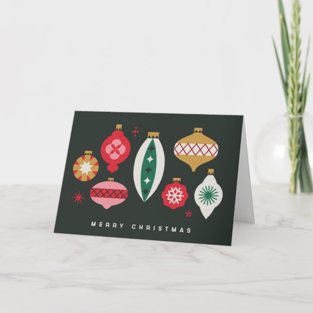 Retro Ornaments - Merry Christmas Holiday Card (Front)
