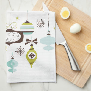 Retro Ornaments,  Mid Century kitchen Towel
