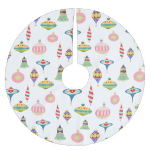 Retro Ornaments   Mid Century Modern  Brushed Poly Polyester Tree Skirt