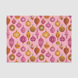 Retro Ornaments on Pink Christmas Tissue Paper