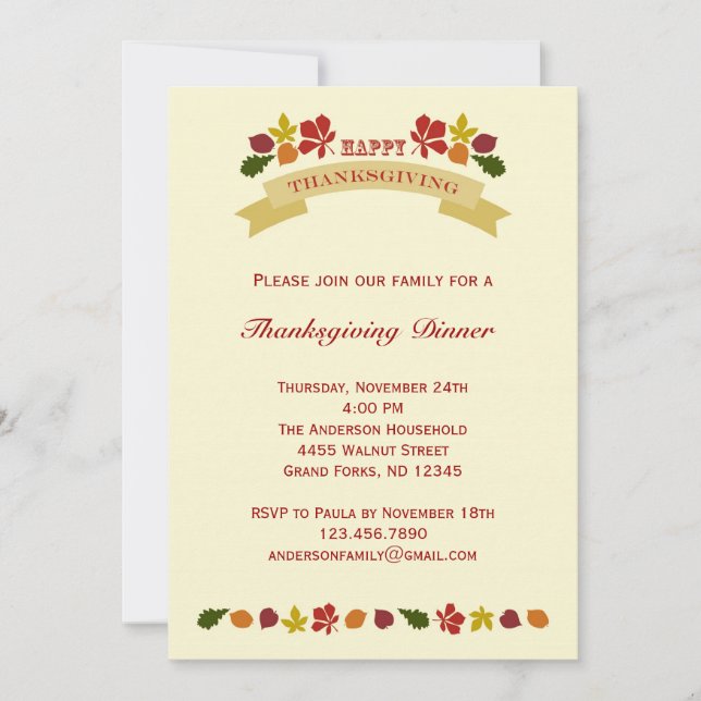 Retro Ornate Thanksgiving Dinner Invitation (Front)