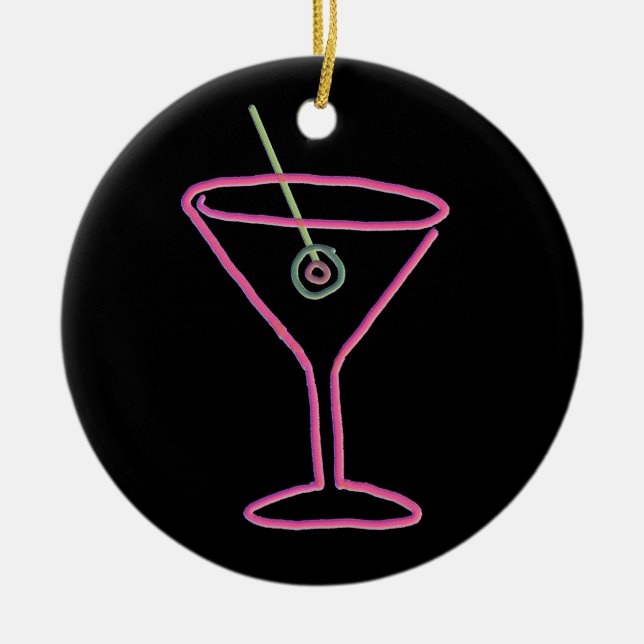 Rétro ornement au néon d'heure heureuse de Martini (Devant)