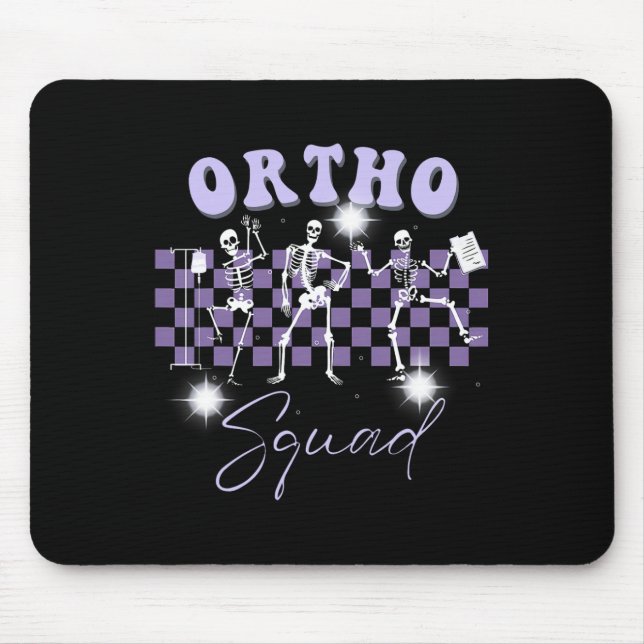 Retro Ortho Squad Dancing Skeleton Orthopedic Nurs Mouse Pad (Front)
