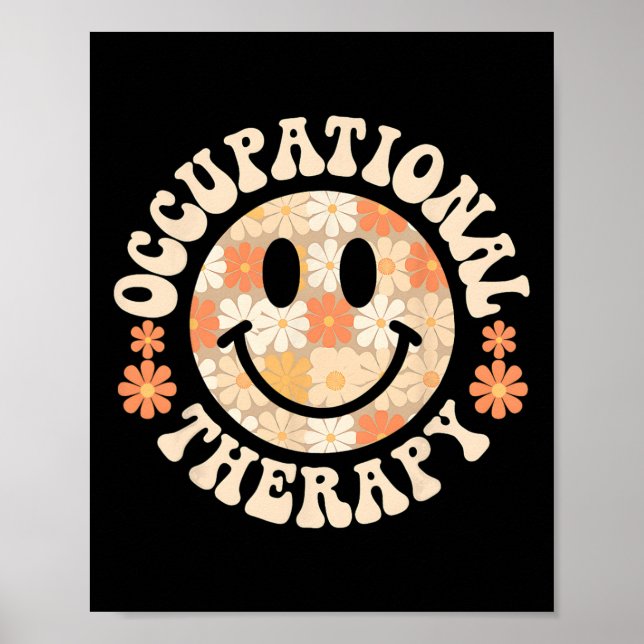 Retro Ot Floral Occupational Therapy Squad Therapi Poster (Front)