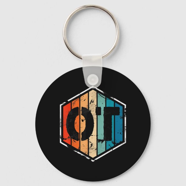 Retro OT Occupational Therapy Funny Party Gift Keychain (Front)