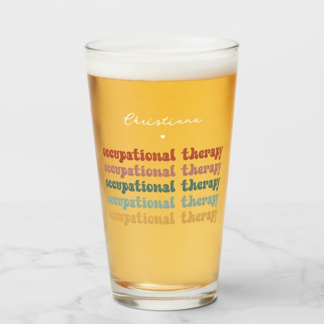 Retro OT Occupational Therapy OT Personalized Glass (Front Filled)