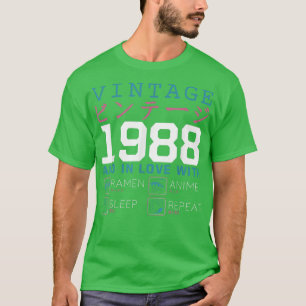 Retro Otaku Kanji Vintage 1988 Birthday Ramen Anim T-Shirt