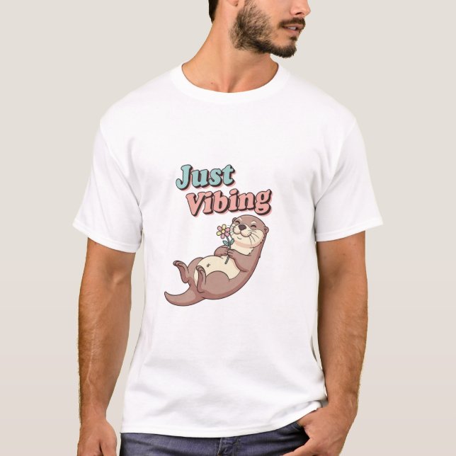 Retro Otter Easygoing Men’s Graphic T-Shirt (Front)