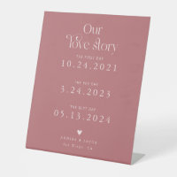 Retro Our Love Story Pink Wedding Timeline