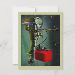 Retro Outboard Motor Retirement Invitation Fishing