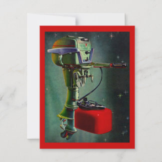 Retro Outboard w/ Red Gas Tank Vacation Invitation