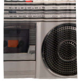 Retro outdated portable stereo radio cassette reco