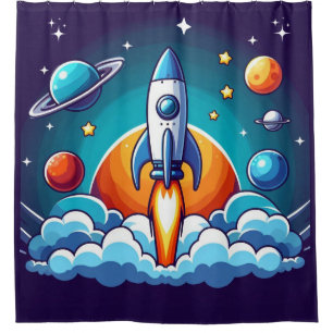 Retro, outer space rocket