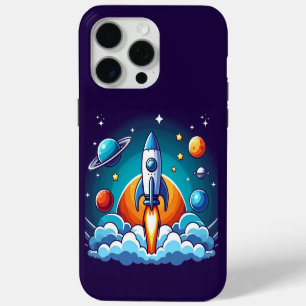 Retro, outer space rocket iPhone 15 pro max case