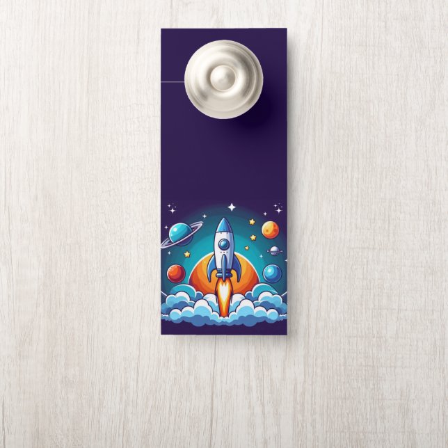 Retro, outer space rocket door hanger (On Knob)
