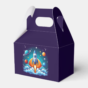 Retro, outer space rocket favor box
