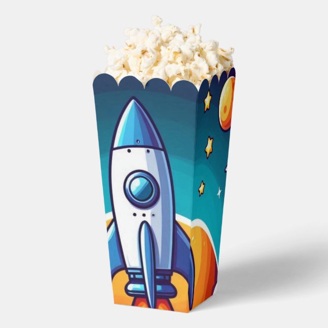 Retro, outer space rocket favor box (Popped)