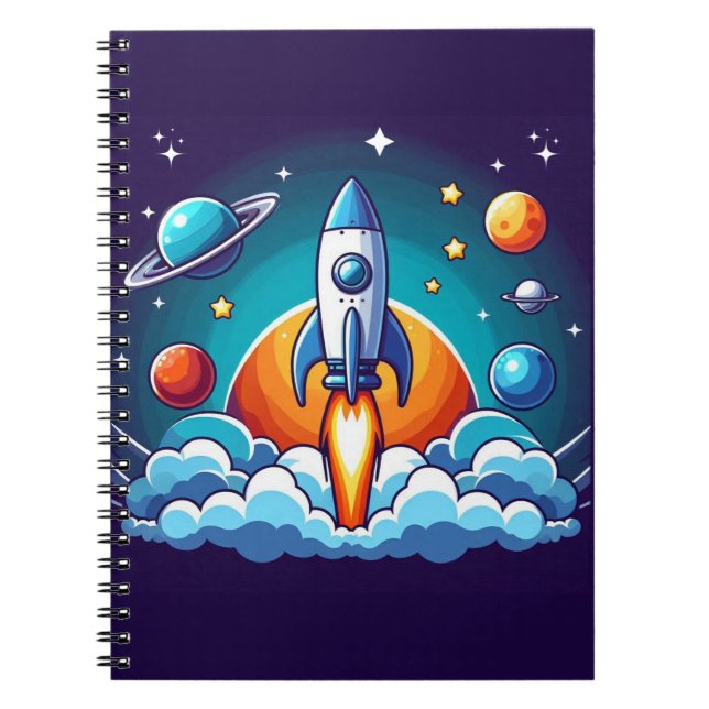 Retro, outer space rocket notebook (Front)