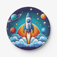 Retro, outer space rocket