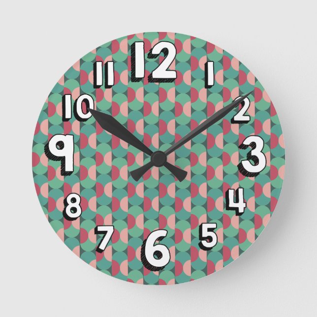 Retro Ovals and Semi-Circles  Round Clock (Front)
