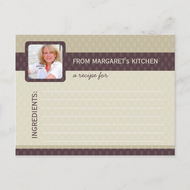 Retro Ovals Photo Recipe Cards - Ash (Front)