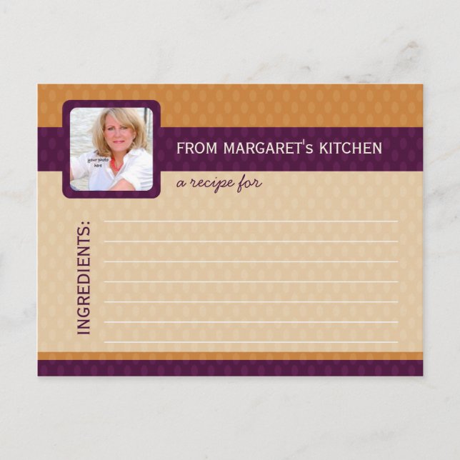 Retro Ovals Photo Recipe Cards - Tangerine (Front)