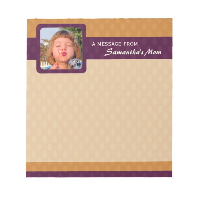 Retro Ovals Photo Small Mom Notepad - Tangerine (Front)