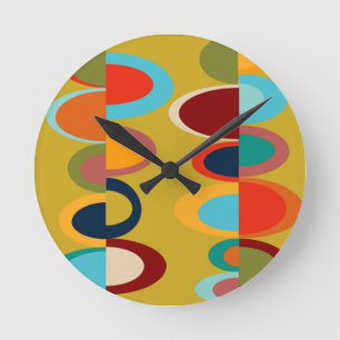 Retro Ovals Round Clock