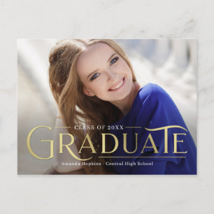 Retro Overlay Graduation Announcement Postcard