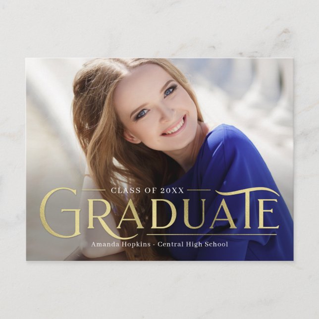 Retro Overlay Graduation Announcement Postcard (Front)