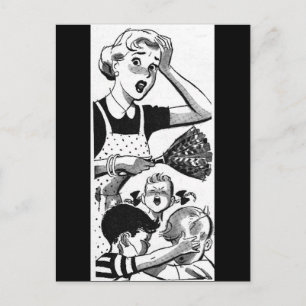 Retro Overwhelmed Mom Postcard
