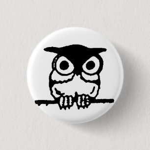 retro owl 1 inch round button