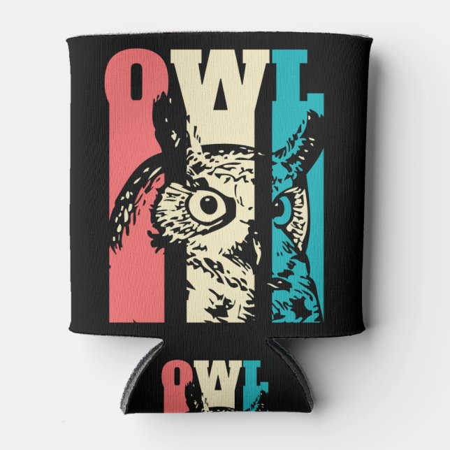 Retro Owl Can Cooler (Front)