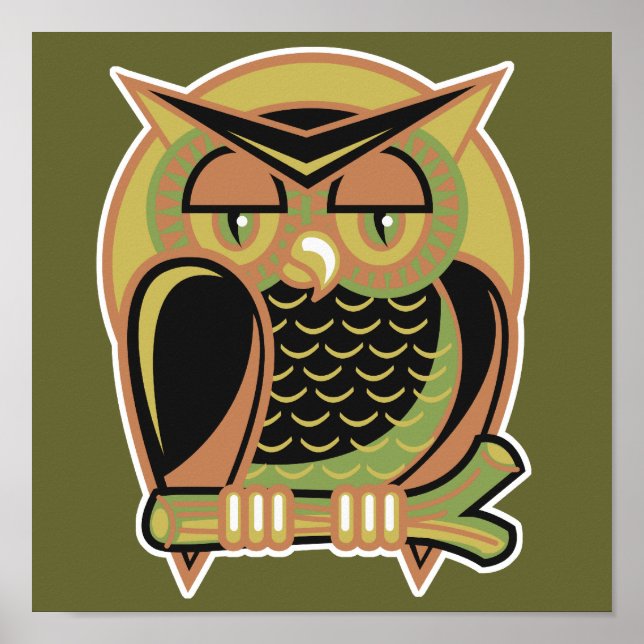 retro owl design poster (Front)