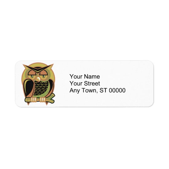 retro owl design return address label
