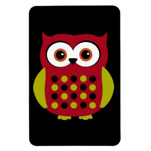 Retro Owl in Red Magnet