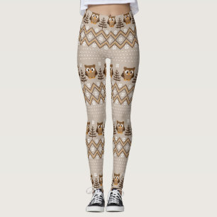 Retro Owl Knitted Design Leggings