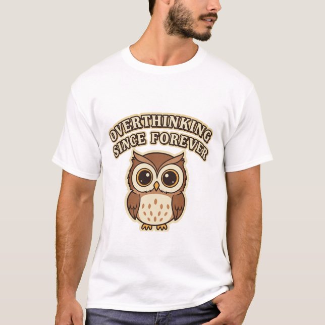 Retro Owl Overthinking Men’s Graphic T-Shirt (Devant)