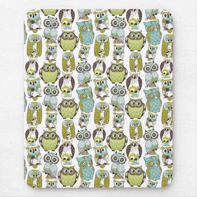 Retro Owl pattern cute funny background Mouse Pad (Front)