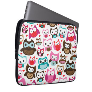 Retro owl pattern laptop sleeve