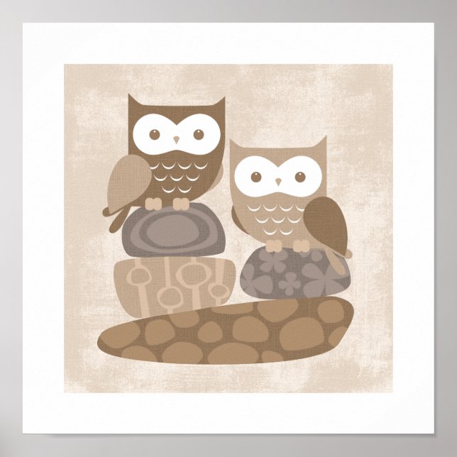 Retro Owl Poster Print (Front)