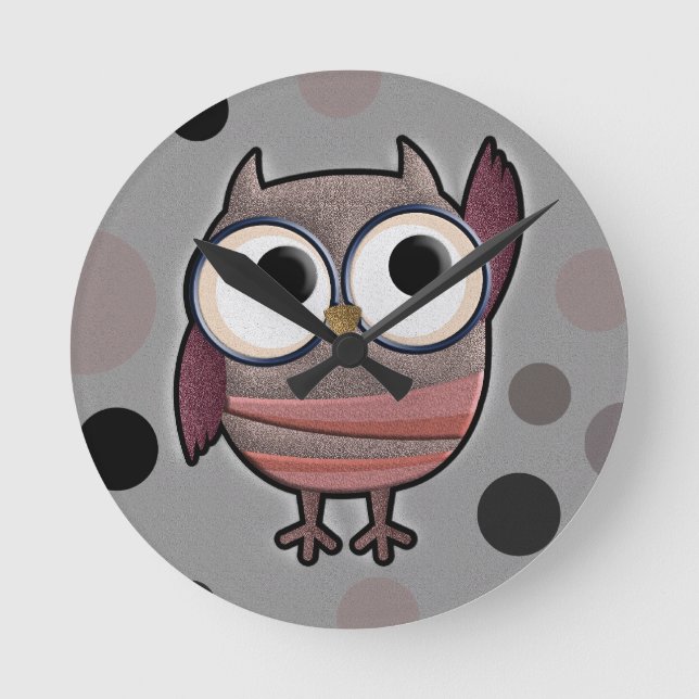 Retro Owl Round Clock (Front)