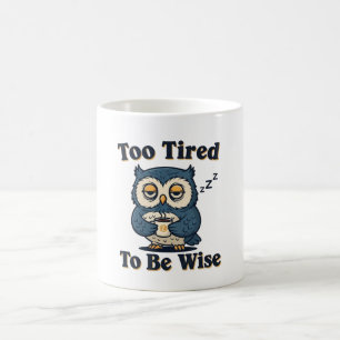 Retro Owl Sleepy Wisdom White Mug
