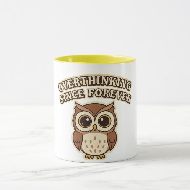 Retro Owl Thinking Mode Color Inside Mug (Centre)