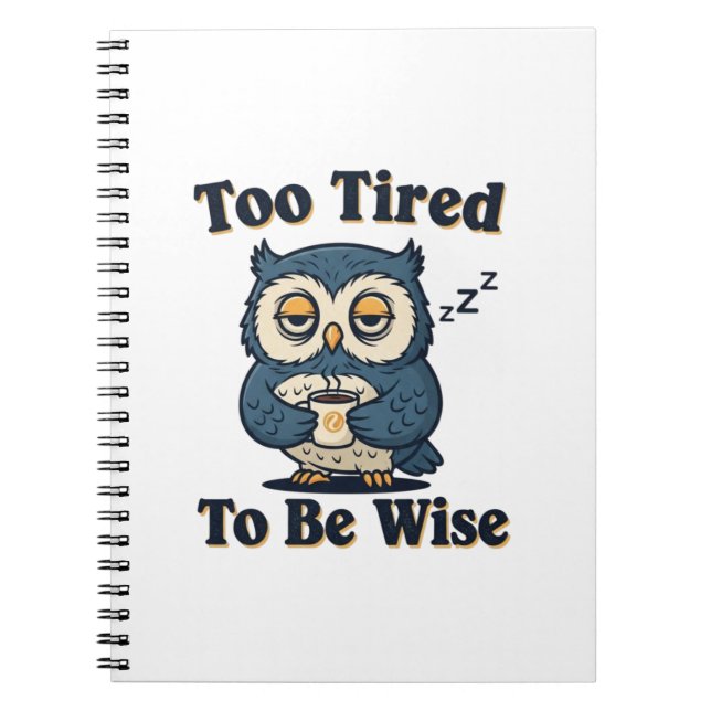 Retro Owl Tired Thoughts Lined Notebook (Front)